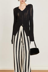 Cutout Detail Textured Knit Top