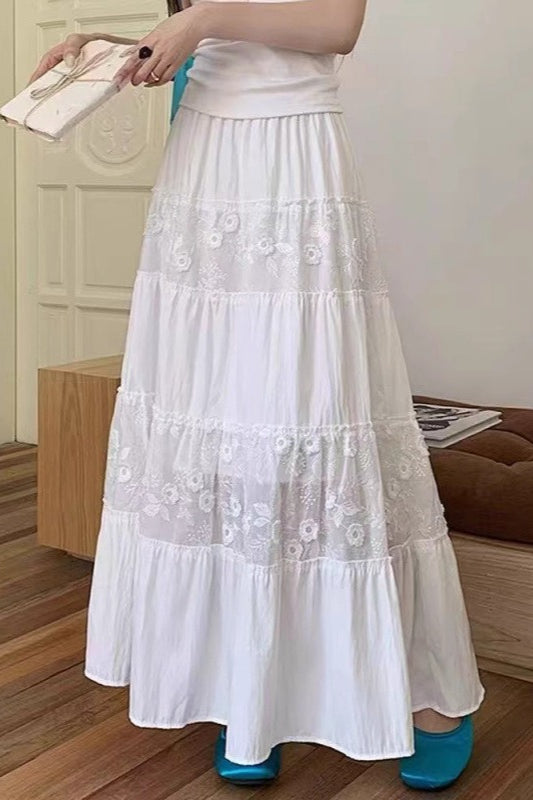 Lace Panel High Waist Maxi Skirt Secondary image