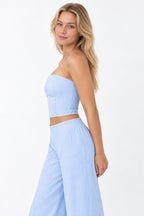 Casual Striped Strapless Pants Set