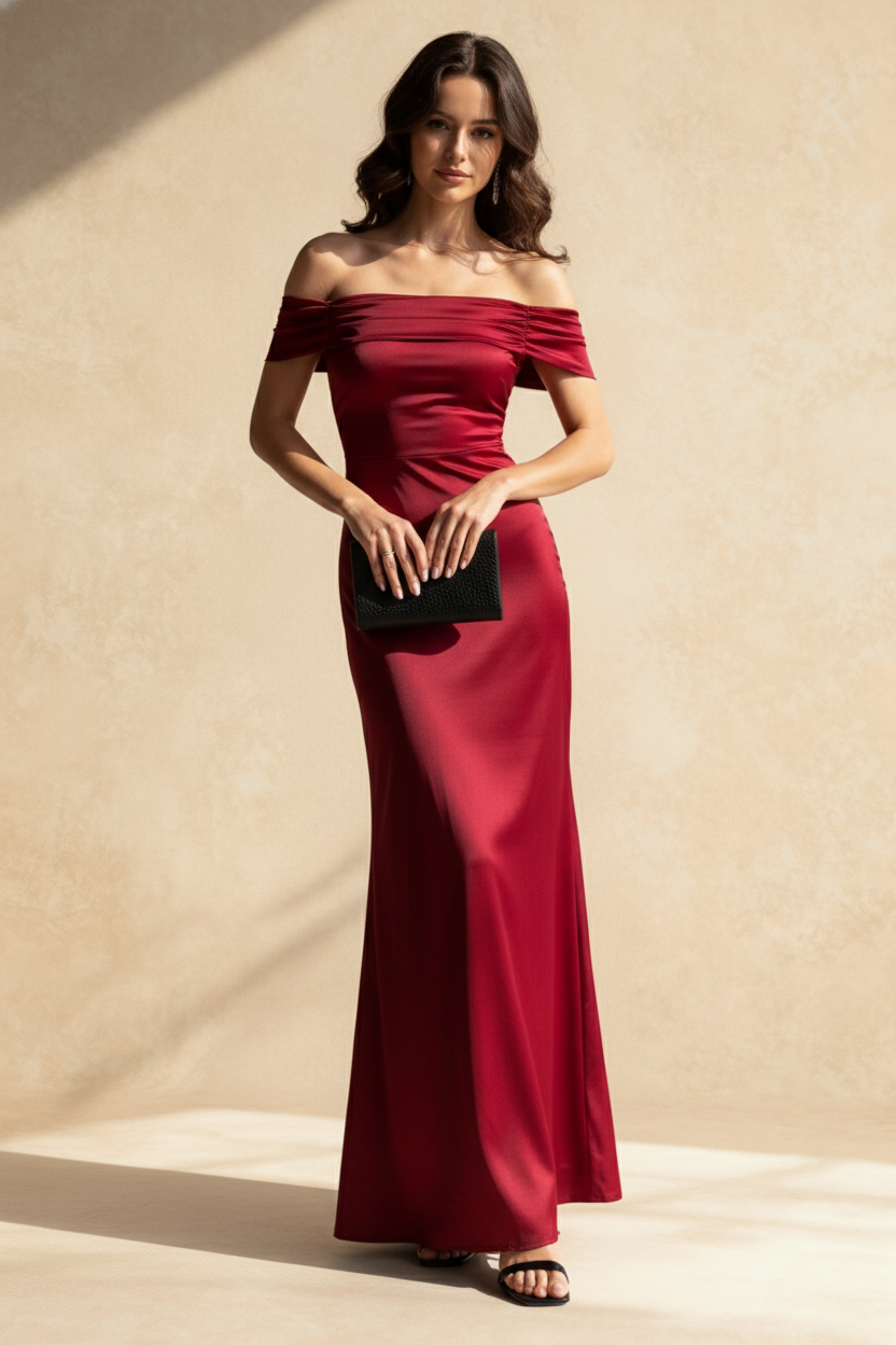 Satin Off-Shoulder A-Line Birthday Dress Main image