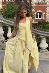 Open-Back Asymmetric Work Dress