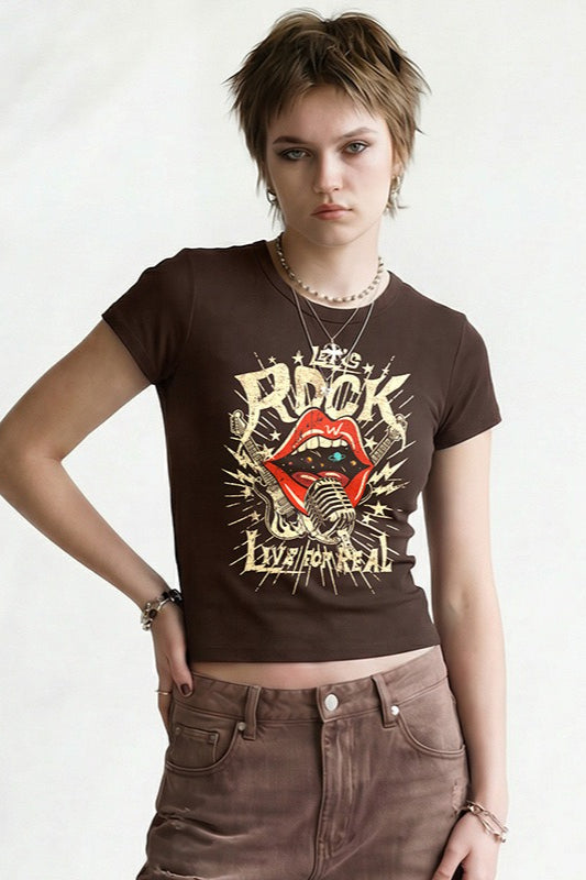 Vintage Rock Graphic Cropped T-Shirt Secondary image