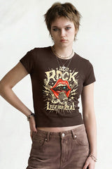 Vintage Rock Graphic Cropped T-Shirt