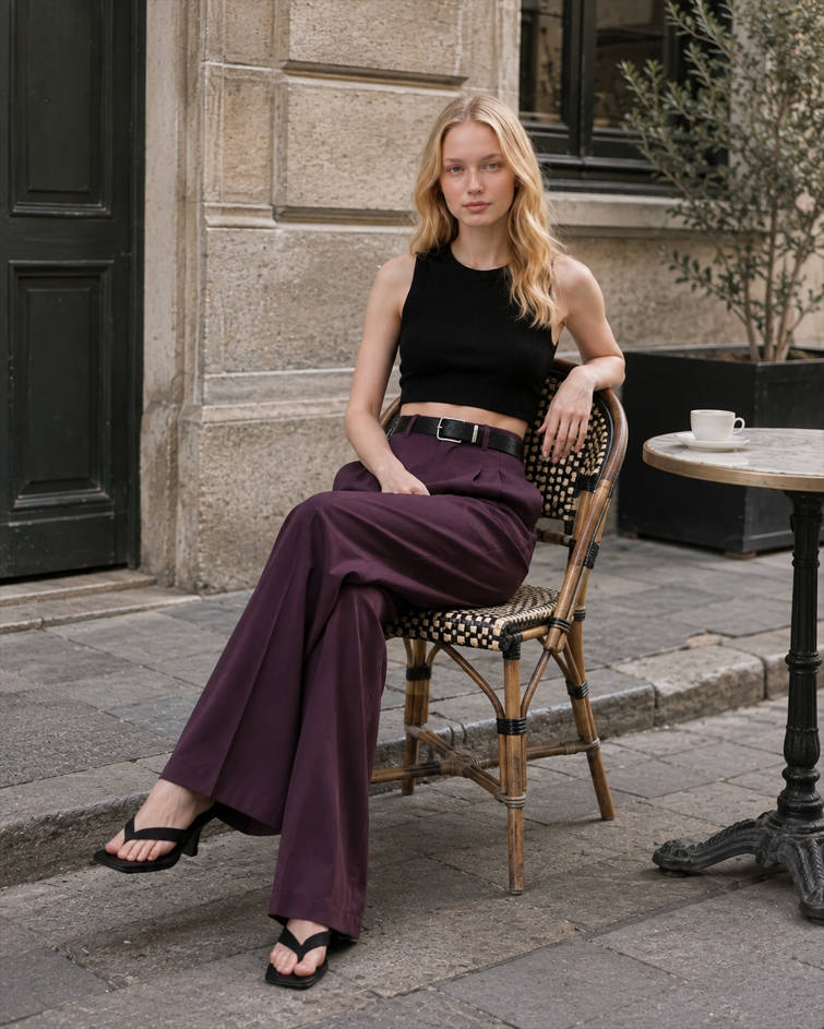Chic High Waist Pleated Wide Pants