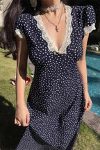 Polka Dot Lace Maxi Dress