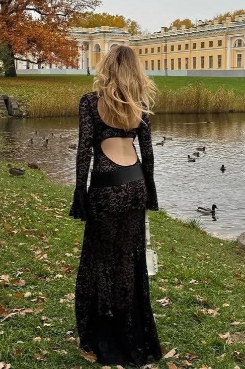 Bell Sleeve Backless Lace Dress Secondary image