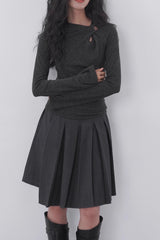 Sheer Panel Flare Knit Top