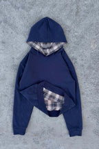 Reversible Plaid Colorblock Kangaroo Pocket Hoodie