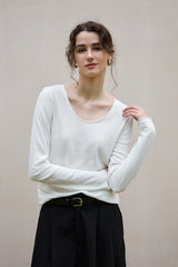 Linen Cotton Rolled Edge Knit Top