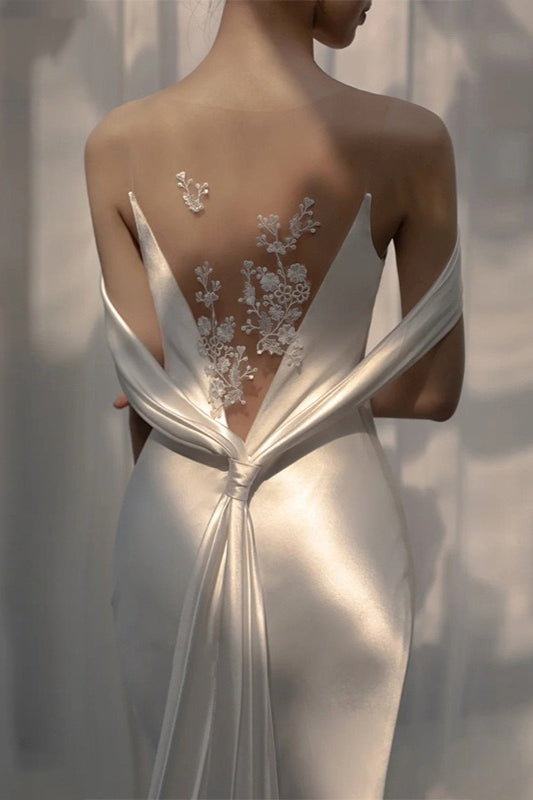 Satin Mermaid Sweetheart Wedding Dress Main image
