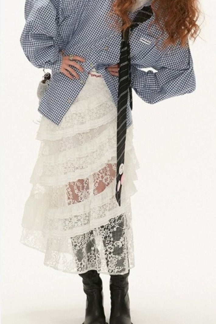 American Retro Sheer Lace Bodycon Skirt Secondary image