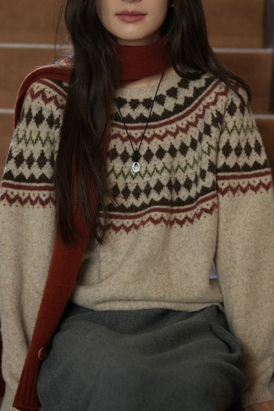Fair Isle Wool Crewneck Knit Top Secondary image