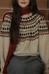 Fair Isle Wool Crewneck Knit Top