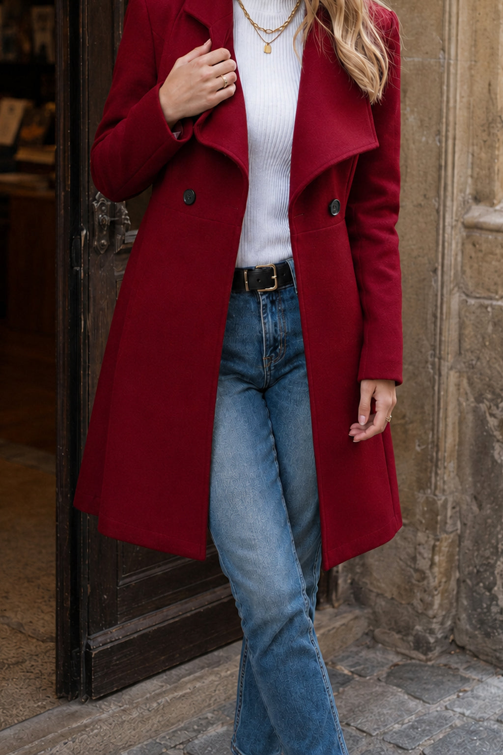 Belted Wool Long Coat