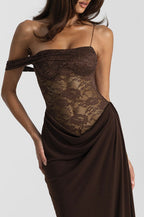 Lace Panel Tank Maxi Bodycon Dress