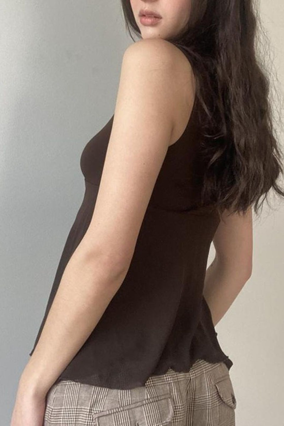 Vintage V Neck Tie Detail Tank Top Secondary image