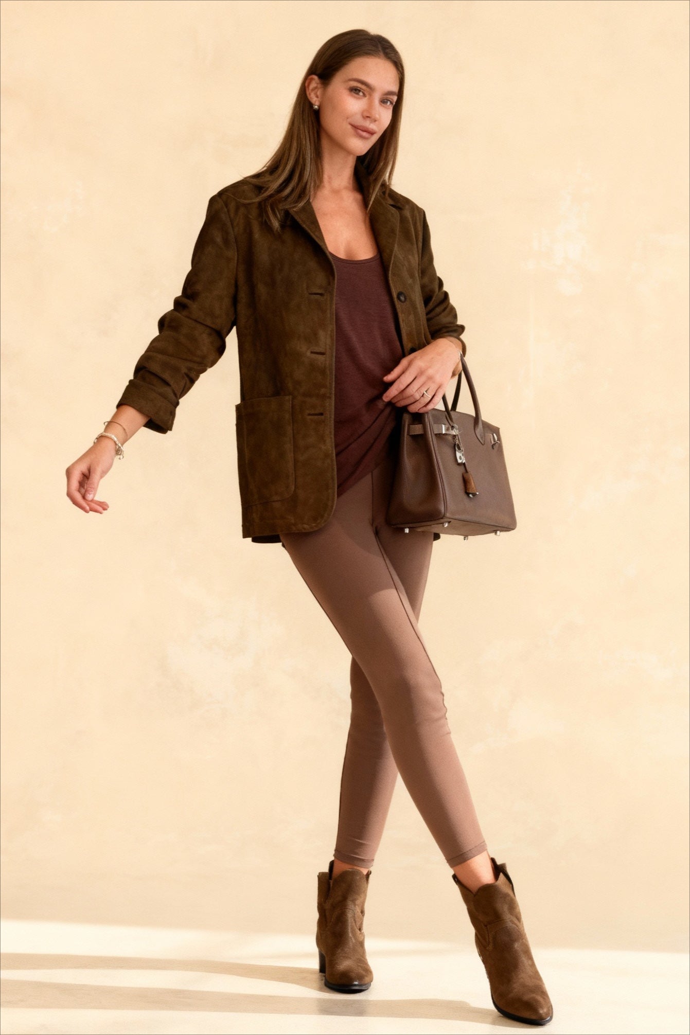 Fashion Elegant Casual Stylish Warm Brown Lapel Jacket Main image