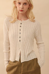 Soft Cropped Open Front Knit Top