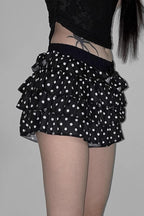 Polka Dot Low Waist Tiered Mini Skirt