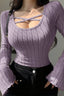 Wide Neck Slim Fit Knit Sweater