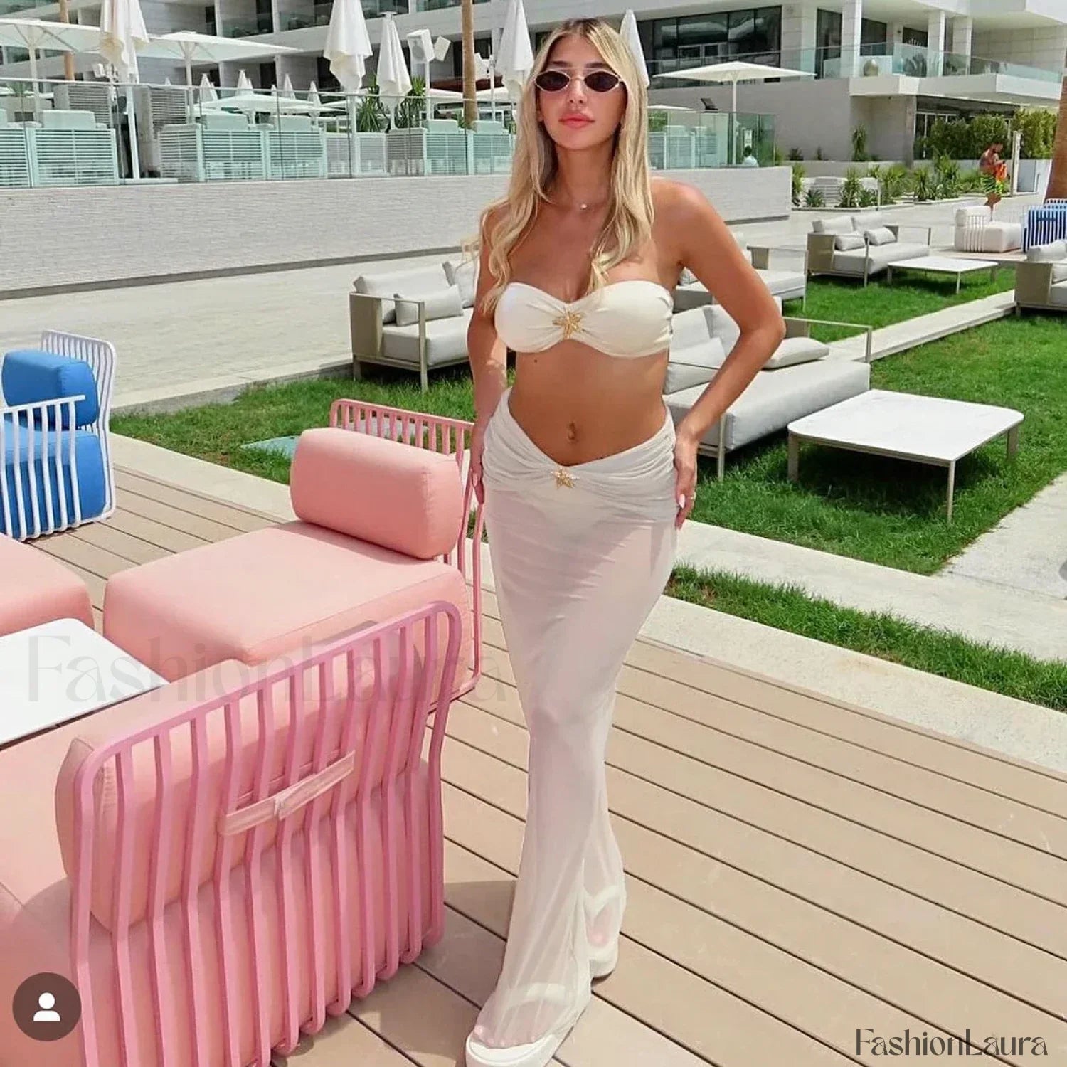 3 Piece Maxi Dress Bikini Set white / S