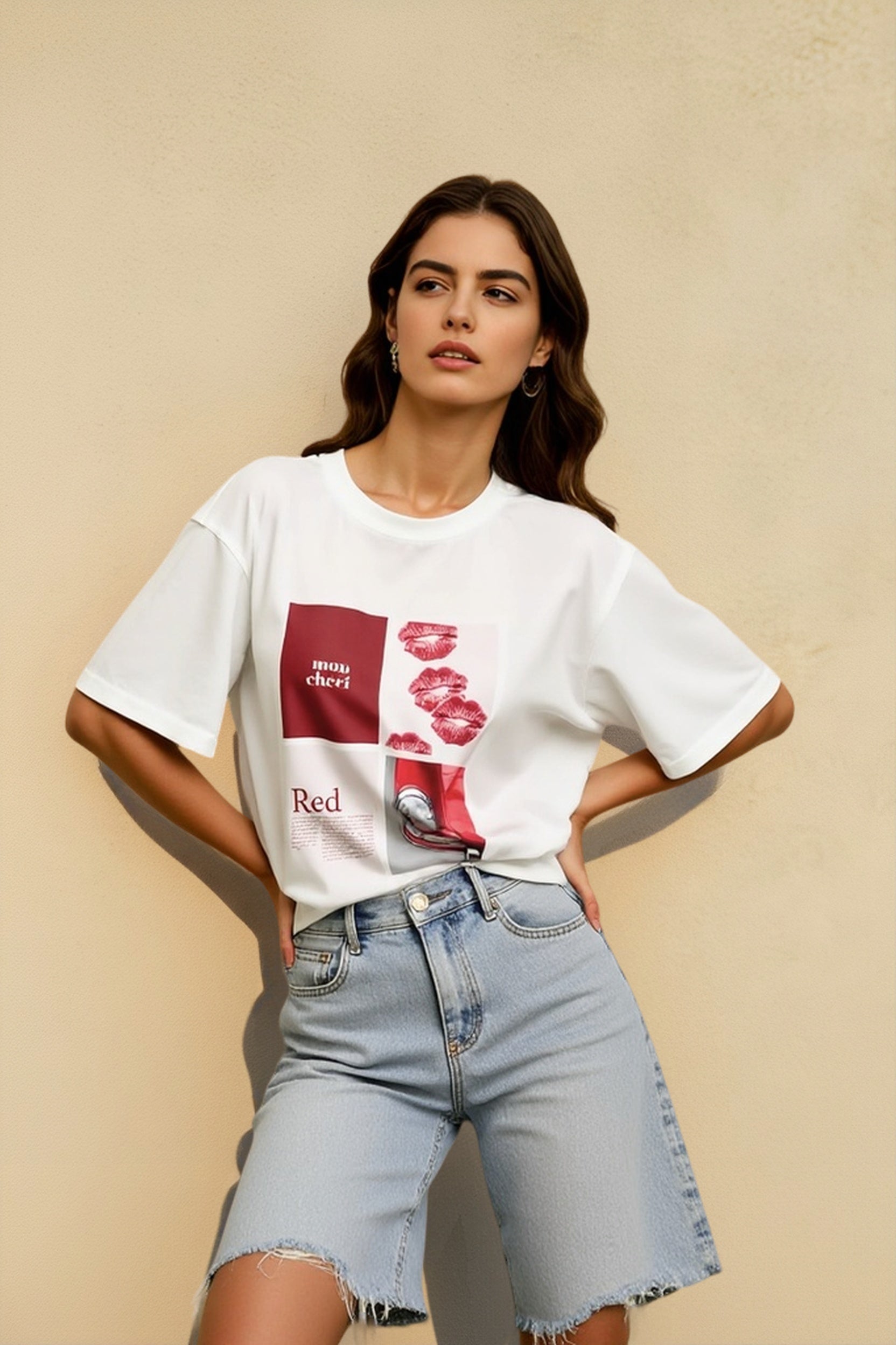 Abstract Print Slouchy T-shirts Secondary image