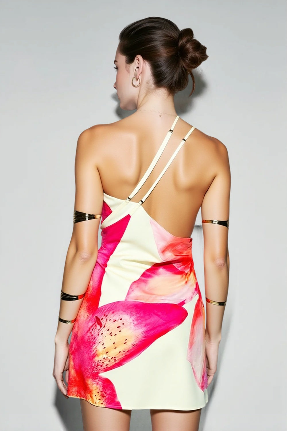 Draped One Shoulder Print Vacation Dress Secondary image
