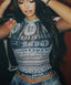 Numeral Print See Through Mesh Short Sleeve Sheer Top