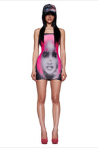 Abstract Portrait Strapless Bodycon Mini Dress