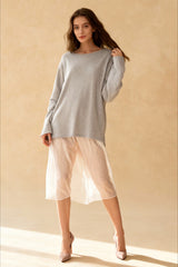 Cotton Loose Fit Off-Shoulder Knit Sweater