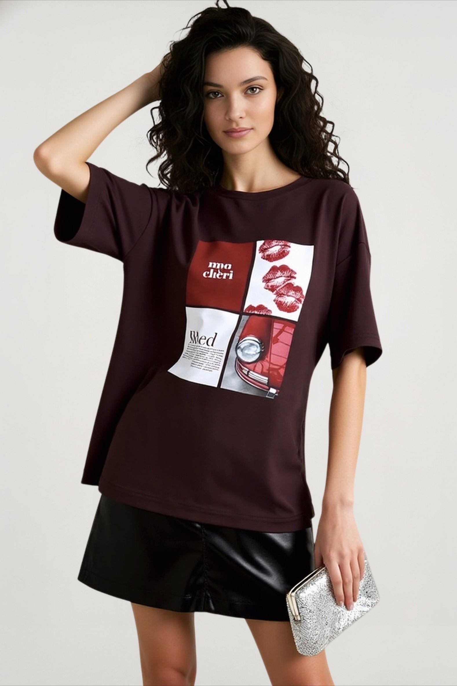 Letter Print Slouchy T-shirts Secondary image