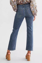 Vintage Distressed Stretch Slim Straight Denim Jeans
