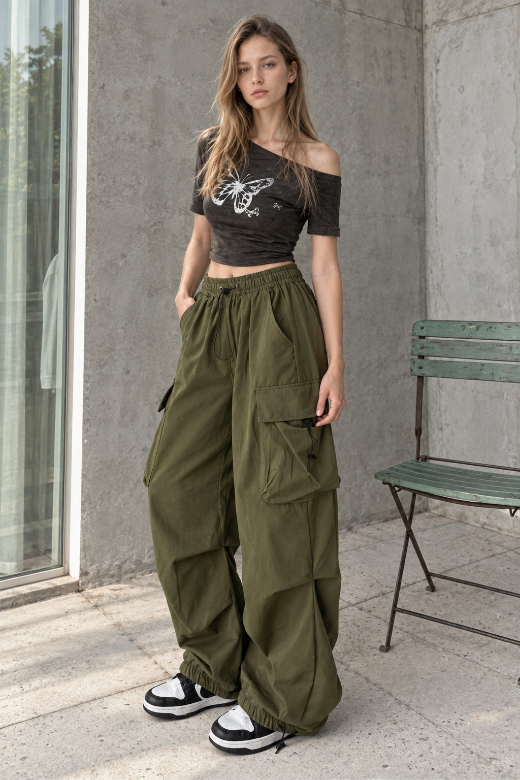 Casual Straight Wide Leg Pockets Joggers Trousers