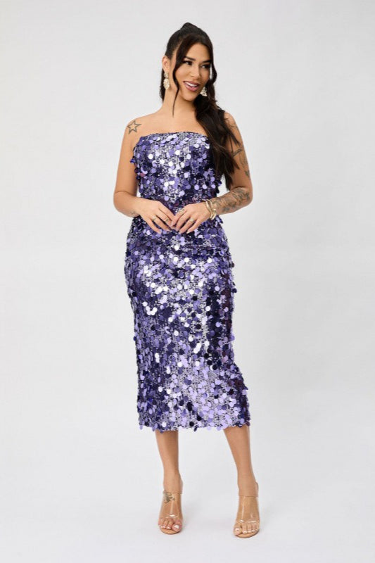 Strapless Backless Sequin Split  Party Sequin Dress Secondary image