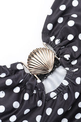 Polka Dot Lace Cami Backless Maxi Dress