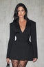 Deep V Double Breasted Cutout Waist Blazer Coat