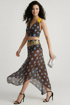 Polka Dot Mesh High Waist Vacation Skirt