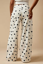 Polka Dot Wide Leg Denim Pants