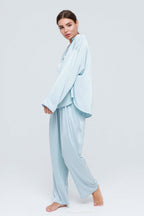 Satin Long Sleeve Robe Pants Pajama Set