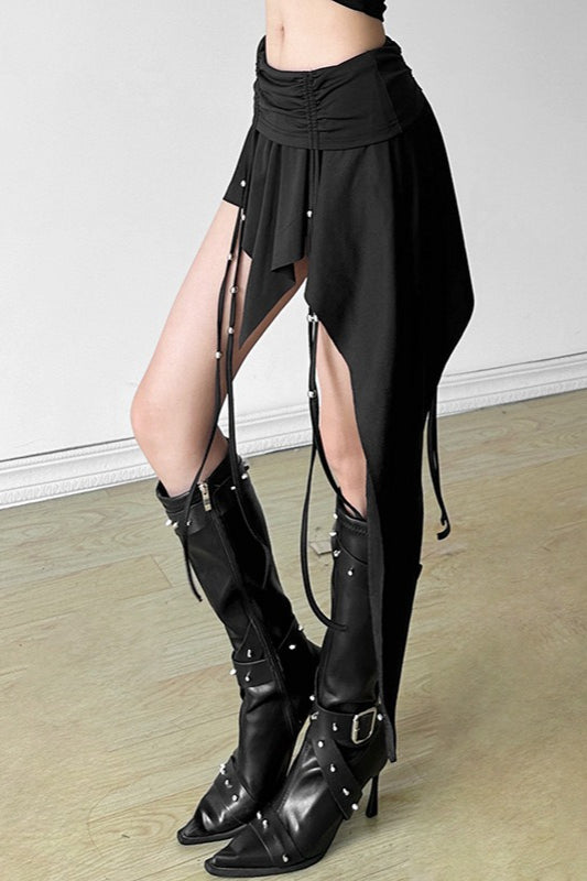 Gothic Black Ruched Waist Mini Skirt Secondary image