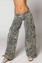 Woodland Camo Wide Leg Cargo Jeans