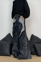 Deconstructed Patchwork Wide Leg Cargo Jeans