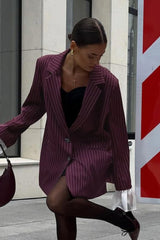 Chic Lace Insert Stripe Blazer