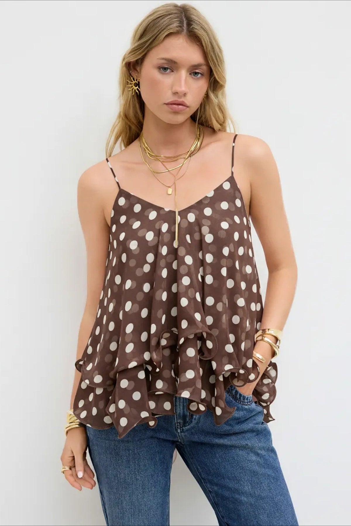 Ruffled Chiffon Halter Cami Top Main image