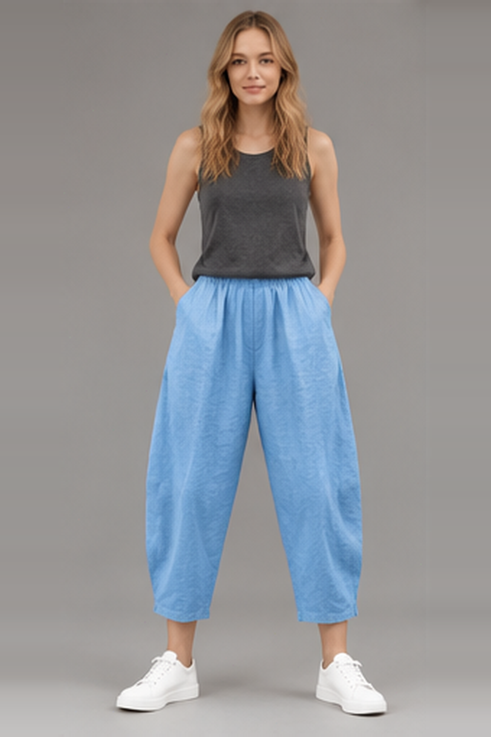Elastic Waist Vintage Lady Loose Casual Pants