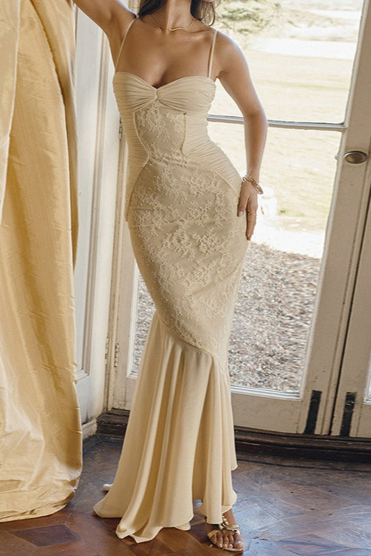 Ruched Cami Maxi Lace Dress Main image