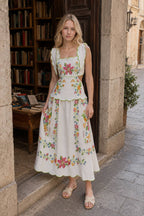 Patchwork Square-Collar Boho Dress