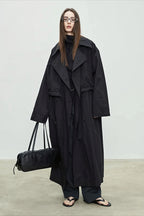 Oversized Wide Lapel Drop Shoulder Long Coat