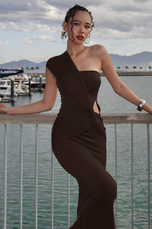 One Shoulder Cross Side Cutout Wrap Dress Secondary image