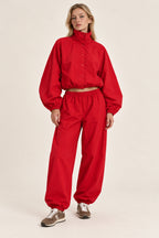 Stand Collar Jacket Jogger Pants Set